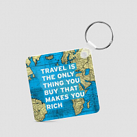 Travel is - World Map - Square Keychain