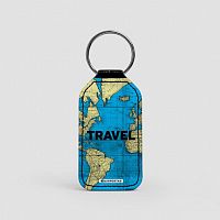 Travel - World Map - Leather Keychain